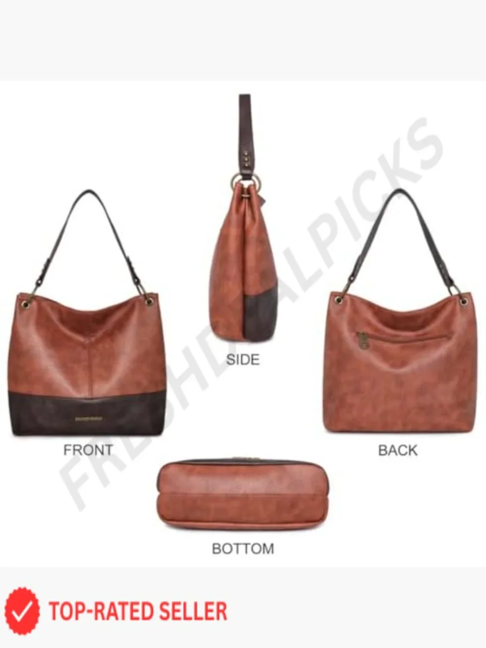 Chic Hobo Bag with Contrast Trim - Large Capacity Shoulder Tote Vegan Leather